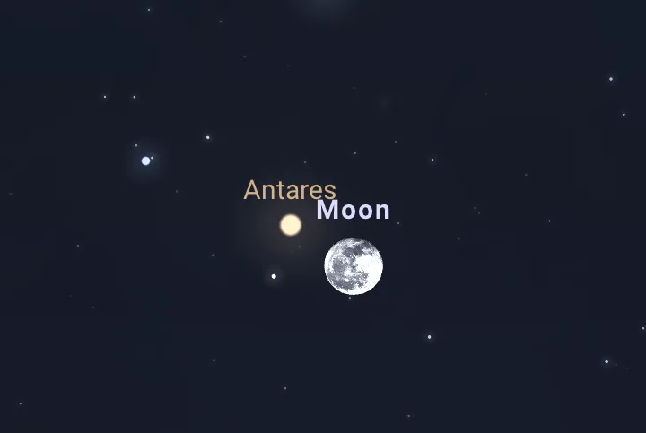 Conjunción entre la Luna y Antares, evento astronómico destacado de mayo 2025