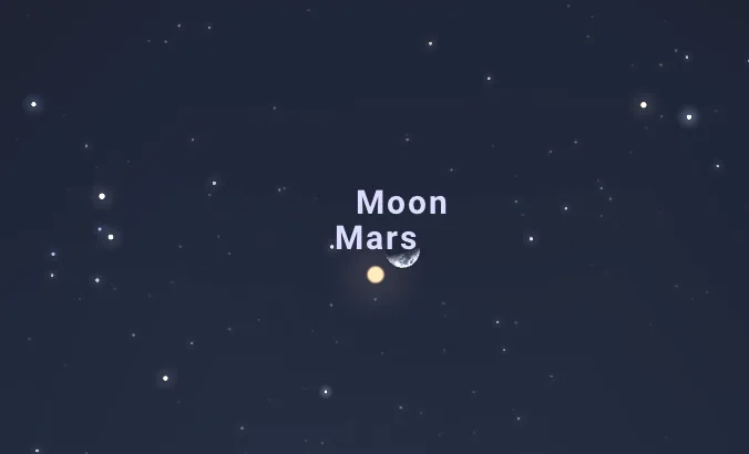 Conjunción entre la Luna y Marte, evento astronómico destacado de mayo 2025