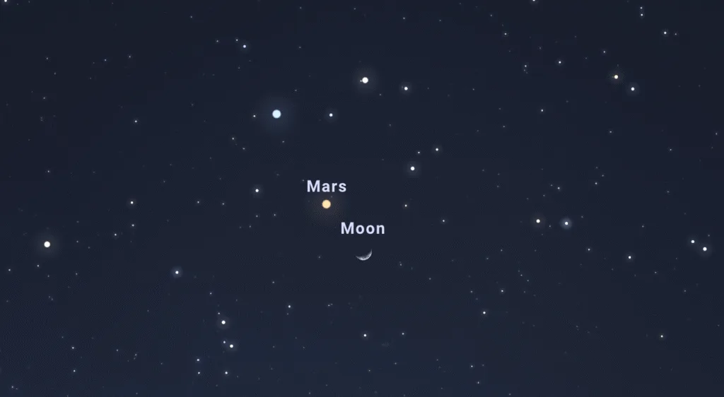 Conjunción de la Luna y Marte, evento astronómico destacado de junio 2025