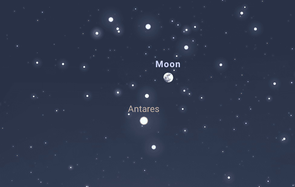 Conjunción de la Luna y Antares, evento astronómico destacado de junio 2025