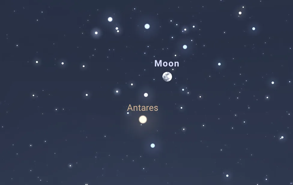 Conjunción de la Luna y Antares, evento astronómico destacado de junio 2025