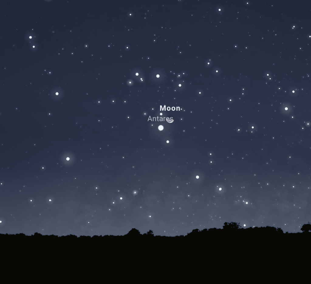 conjunción de la luna y antares, uno de los eventos astronómicos de marzo 2026