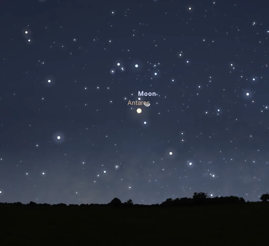 conjunción de la luna y antares, uno de los eventos astronómicos de marzo 2026