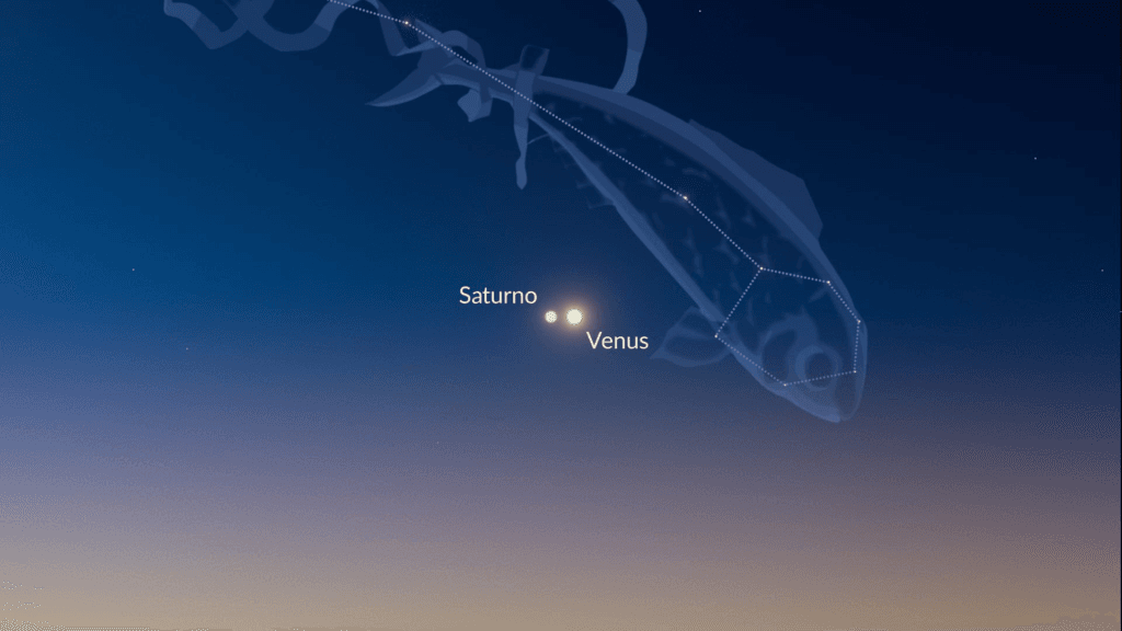 conjunción de saturno y venus, uno de los eventos astronómicos de marzo 2026