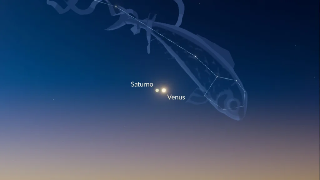 conjunción de saturno y venus, uno de los eventos astronómicos de marzo 2026