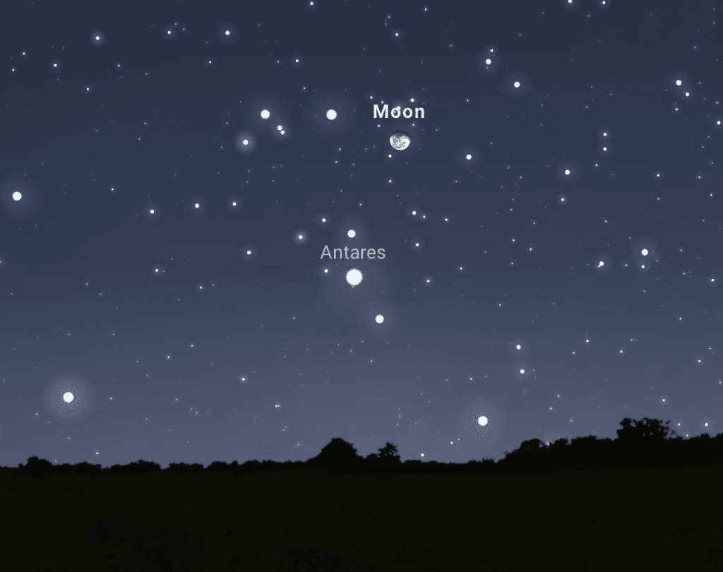 conjunción de la luna y antares, uno de los eventos astronómicos abril 2026