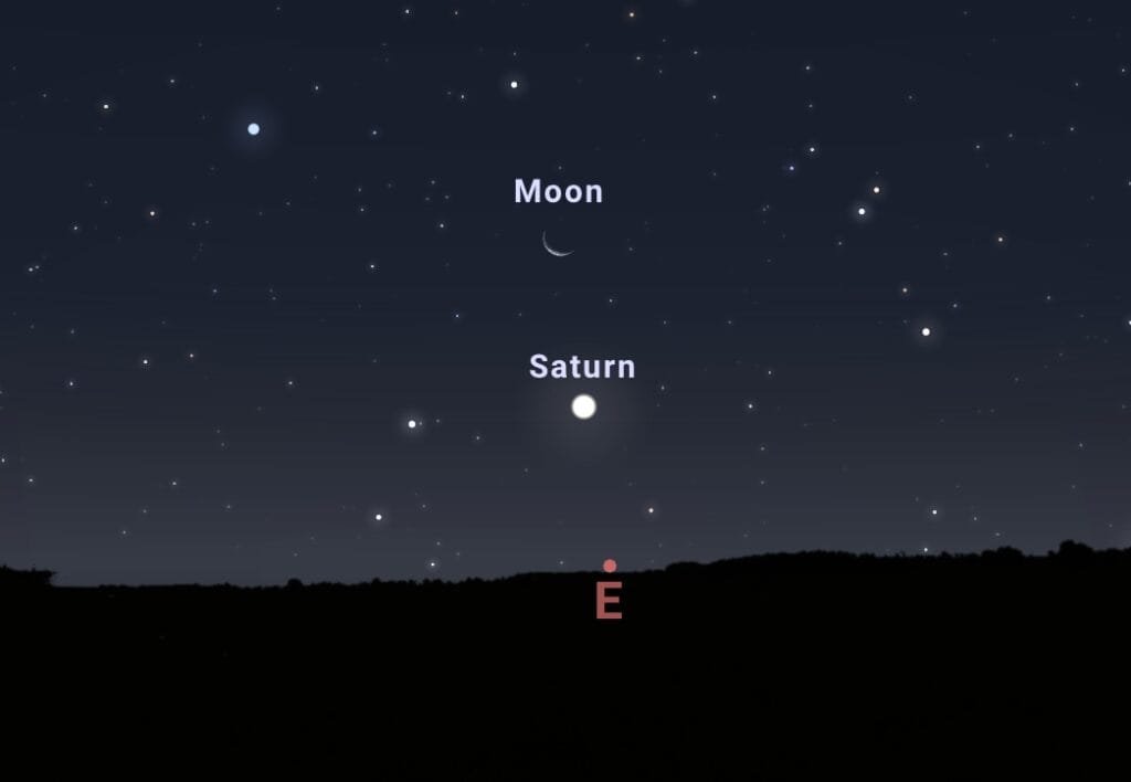 conjunción de la luna y saturno, uno e los eventos astronómicos mayo 2026