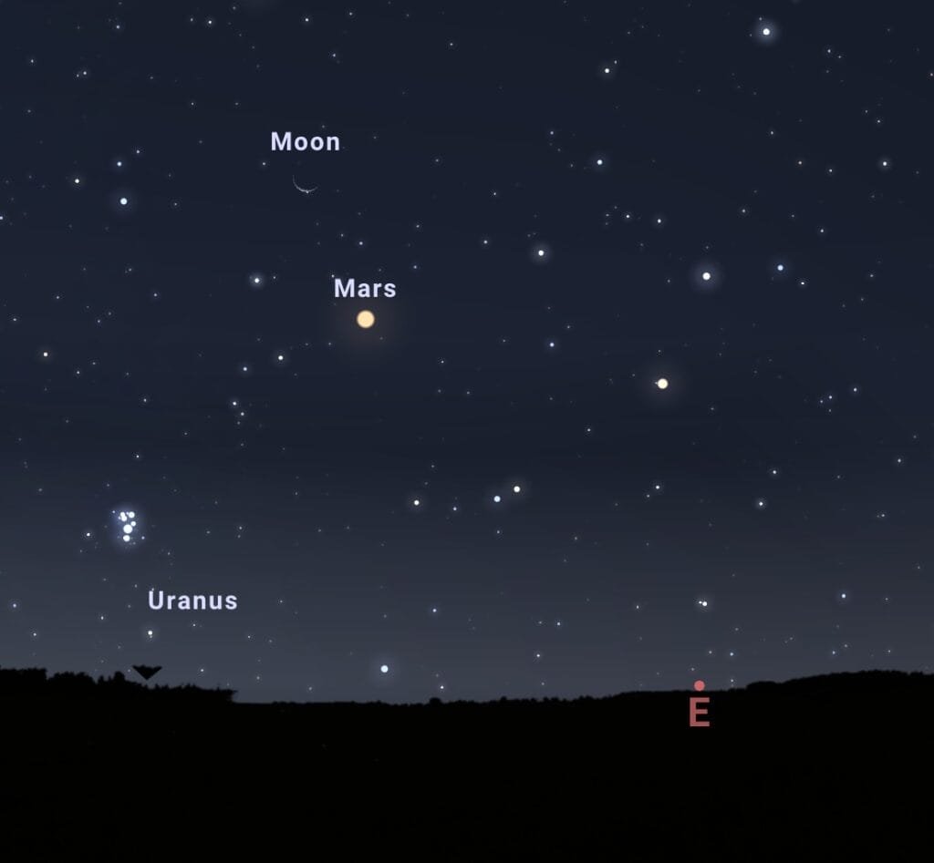 conjunción de la luna y marte, uno de los eventos astronómicos junio 2026