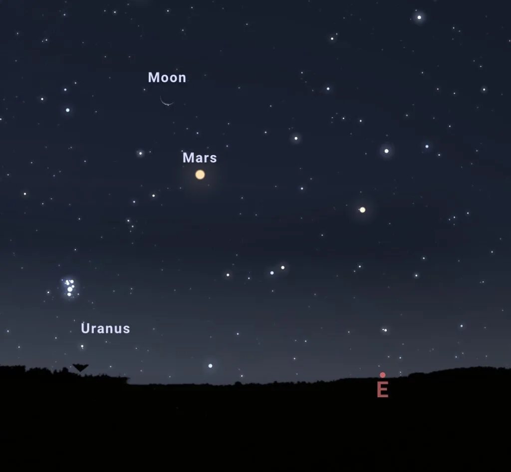conjunción de la luna y marte, uno de los eventos astronómicos junio 2026