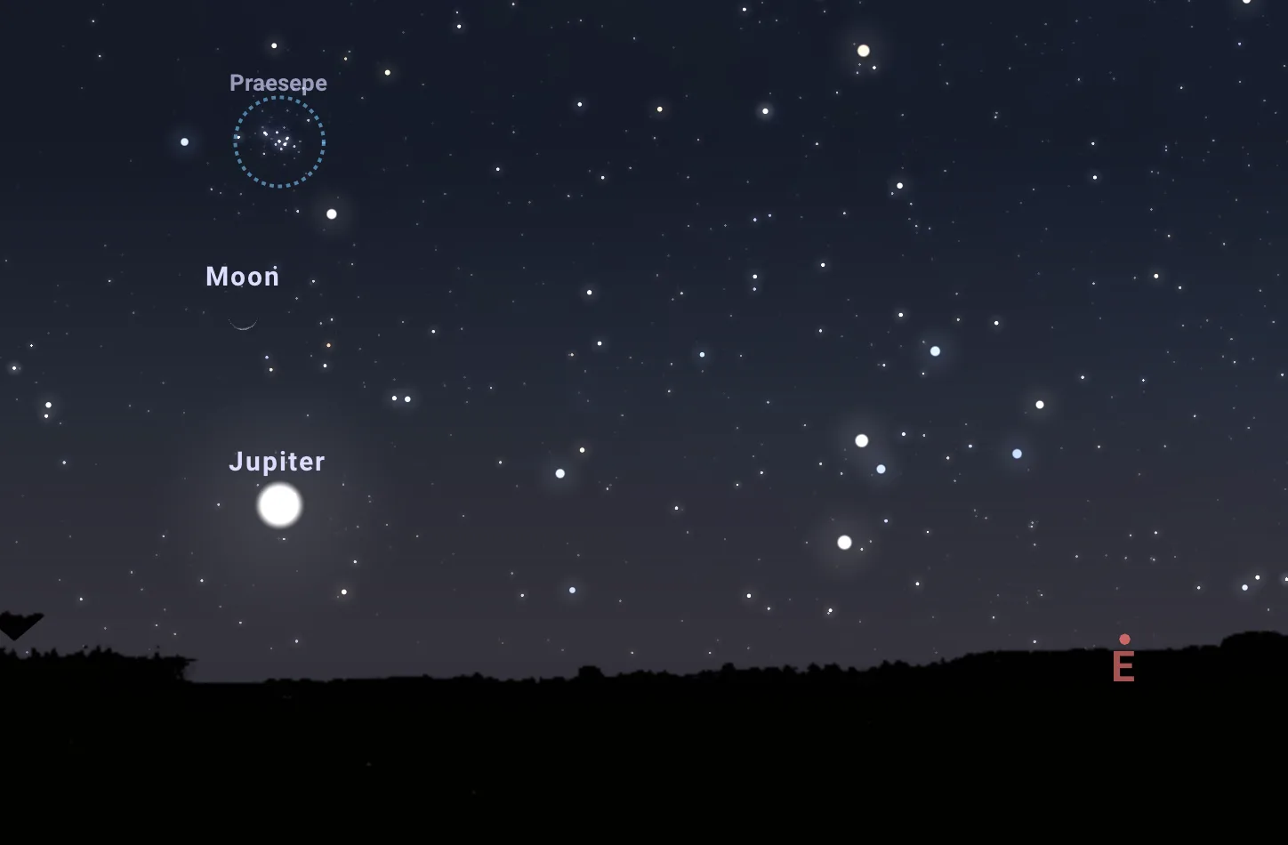Conjunción de Luna y Júpiter